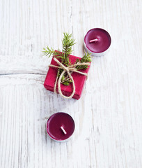 Little Christmas  Present with Red Candles
