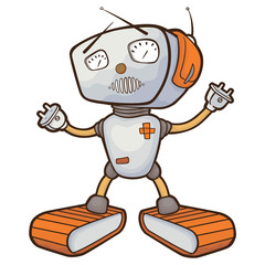 Illustration with a happy robot. 