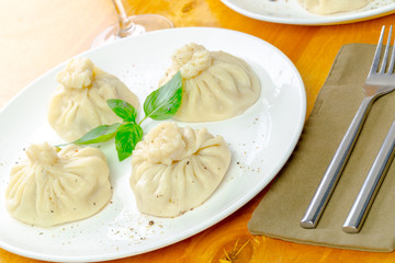Homemade khinkali