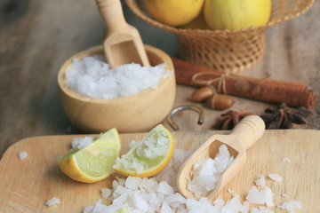 lemon sliced with salt