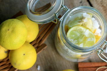 lemon sliced with salt