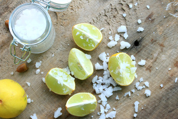lemon sliced with salt