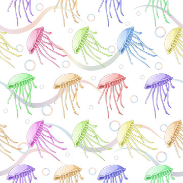 Seamless jellyfish cute pattern