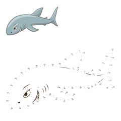 Connect the dots to draw game shark vector 