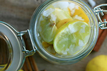 lemon sliced with salt