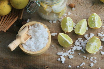 lemon sliced with salt
