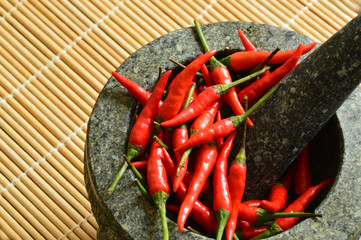 chili in stone mortar
