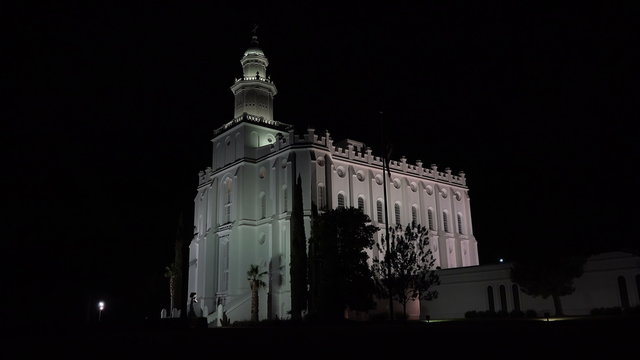 St George Utah Temple dark night lights 4K 131