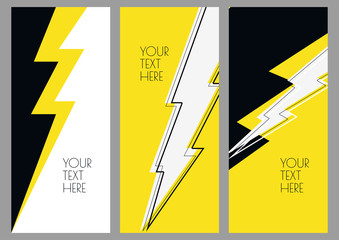 Set of abstract banner backgrounds with lightning.