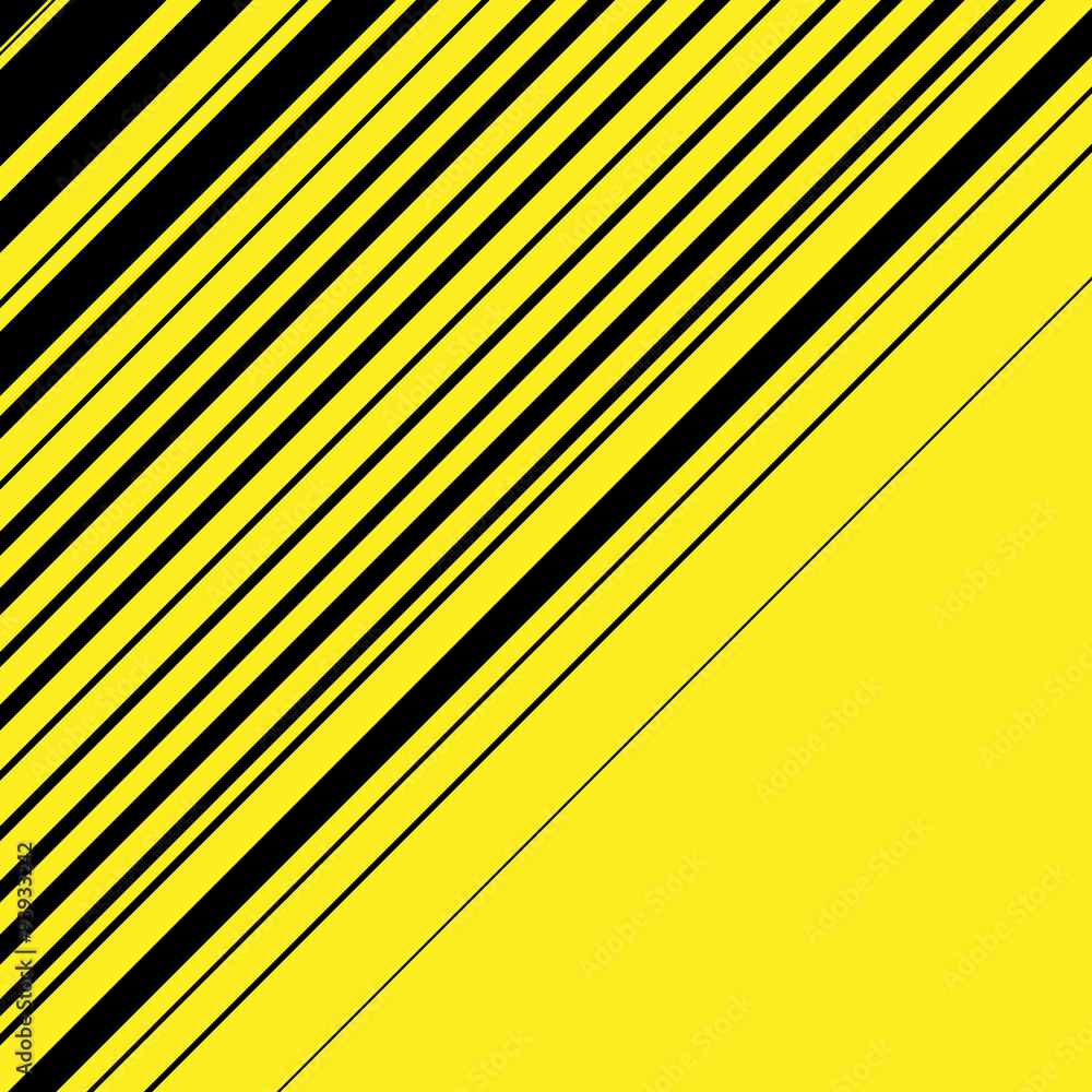 Aufkleber Black and yellow diagonal lines with different thickness. Abstra