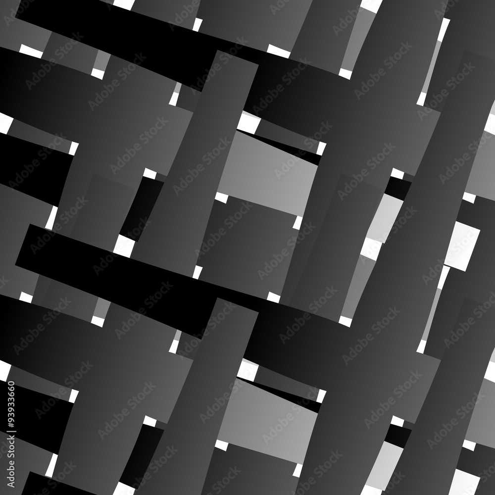 Aufkleber abstract geometric pattern with overlapping crosses, black and w