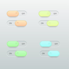 Vector modern glossy colorful on off switch set