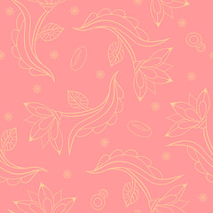 Wedding seamless texture. Hand drawn floral ornaments with flowers and rings. 