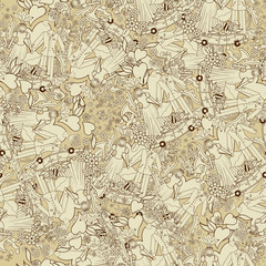 Obraz premium Wedding seamless texture. Hand drawn on the wedding elements.