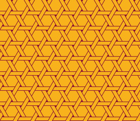 Seamless luxury vinous red and yellow hexagonal clockwise turning sun pattern vector