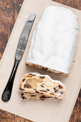 Christmas Stollen. Vertical , top view