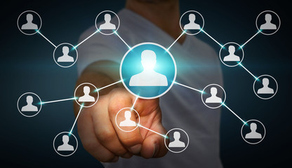 Businessman using modern social network