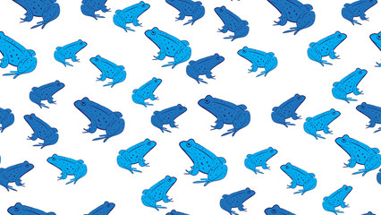 Vector seamless background of frogs. Chaotic toad.