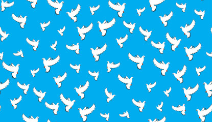 Fototapeta na wymiar Vector seamless background of pigeons. Pattern of doves is perfect for printing.