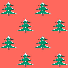 Seamless pattern, Christmas trees, vector