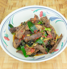 spicy fried pork with chili and fresh pepper