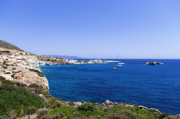 Rocky coastline in Kimolos island, Cyclades, Greece