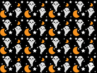 Seamless vector pattern for Halloween with cute ghosts