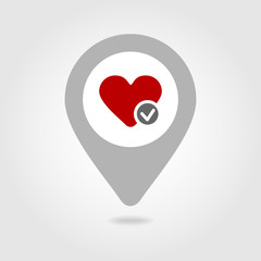 Heart map pin icon