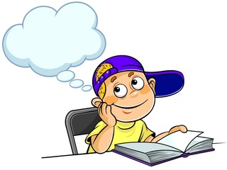 Kid Thinking with a book
