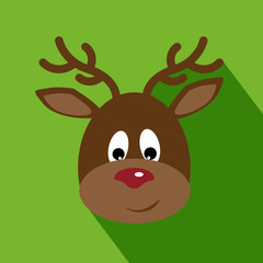 Christmas deer flat design icon