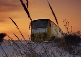 train at sunset