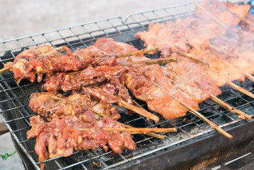 Traditional chicken stick on the grill