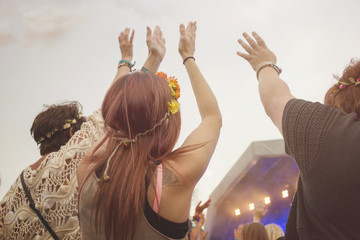 Outdoor music festival crowd