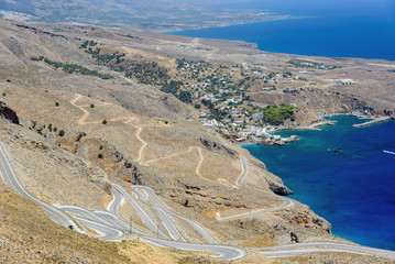 Serpantine road to Aradena near Sfakia on Crete island, Greece