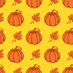 Vector seamless pattern with Pumpkins. 