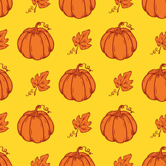 Vector seamless pattern with Pumpkins. 