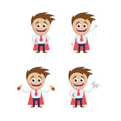 Set of buisness people dressed like superhero.