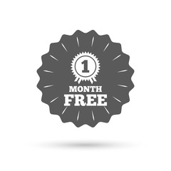 First month free sign icon. Special offer symbol