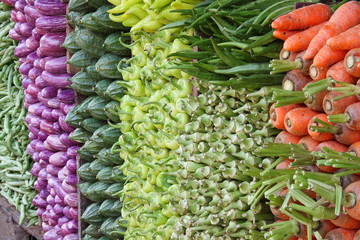 Coloured Vegetables in a fruit market stall Sri Lanka