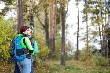 Fototapeta premium woman and man walking in park