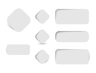 collection of paper tags with rounded corners and shadows