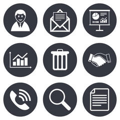 Office, documents and business icons.