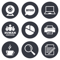 Office, documents and business icons.