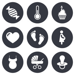 Pregnancy, maternity and baby care icons.