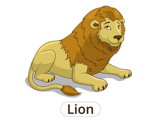 Lion african savannah cartoon illustration