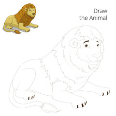 Draw animal lion educational game vector 
