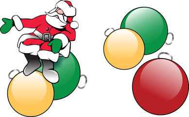 Christmas Santa sitting on Ornaments