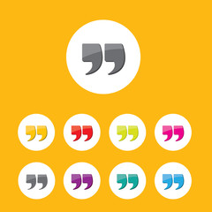 Quote sign icon set. Quotation mark button. 