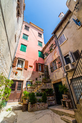 Architecture details from Rovinj, in Croatia, with an old building