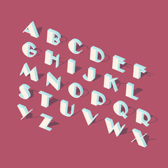 White isometric font alphabet